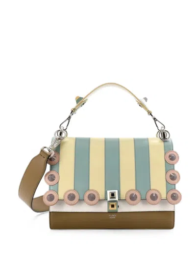 Pre-owned Fendi Eyelet Kan I Bag Leather Medium Shoulder Bag In Blue