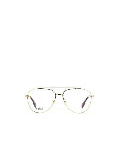 Fendi Eyewear Aviator Frame Glasses In Nude