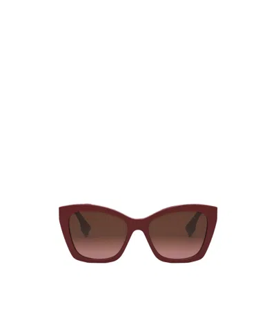 Fendi Eyewear Butterfly Frame Sunglasses In Shiny Red/gradient Brown