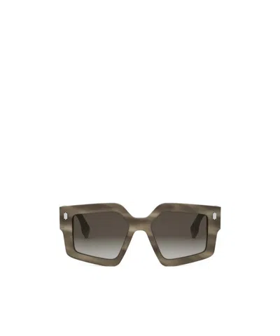 Fendi Eyewear Geometric-frame Sunglasses In Brown