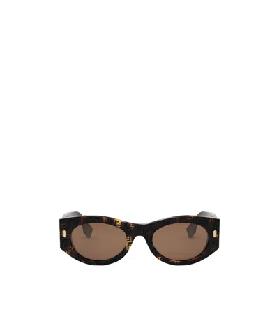 Fendi Eyewear Oval Frame Sunglasses In Brown