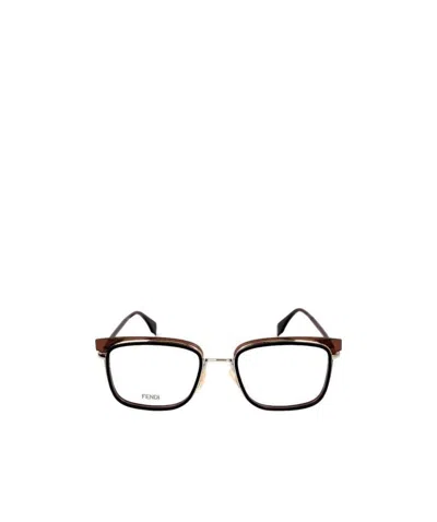 Fendi Eyewear Rectangular Frame Glasses In Brown
