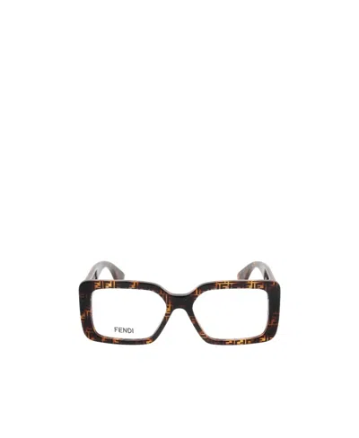 Fendi Eyewear Rectangular Frame Glasses In White