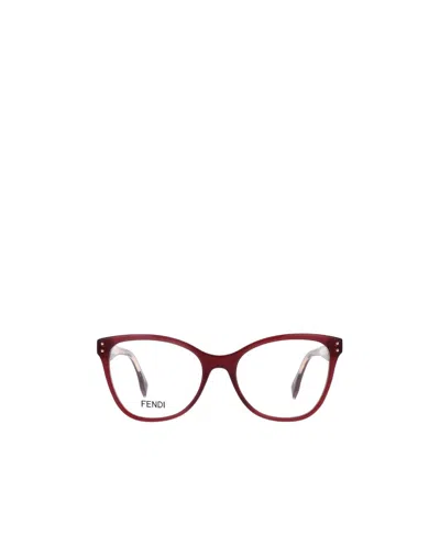 Fendi Eyewear Round Frame Glasses In Red