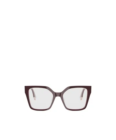 Fendi Eyewear Square Frame Glasses In Dark Burgundy
