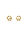 Fendi Golden Logo Stud Earrings In Gold
