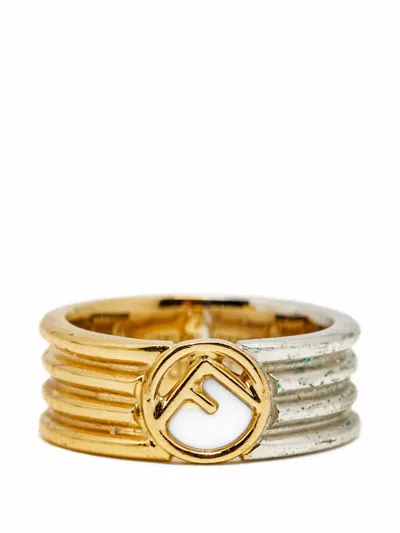 Pre-owned Fendi F Is  Band Ring In Gold