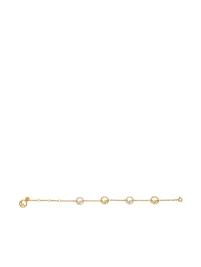 Fendi Signature Logo Bracelet Chain Link Metal In Gold
