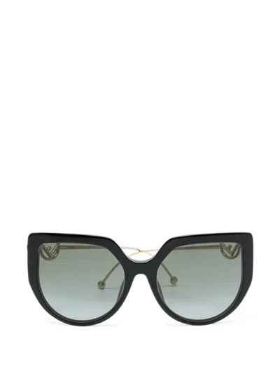 Pre-owned Fendi F Is  Cat-eye Sunglasses In Black