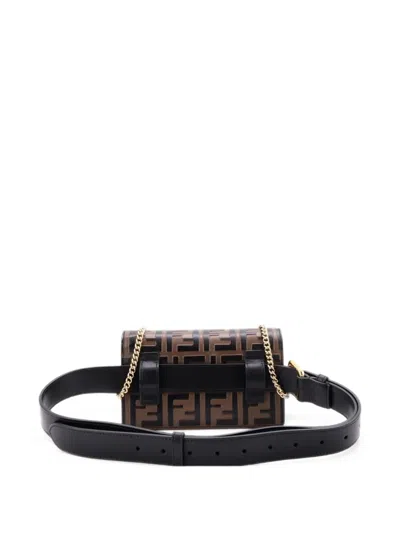 Pre-owned Fendi F Is  Convertible Leather With Zucca Embossed Detail Belt Bag In Brown