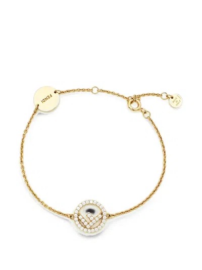 Pre-owned Fendi F Is  Crystal Bracelet In Gold