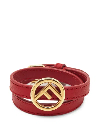 Pre-owned Fendi F Is  Double Wrap Bracelet In Gold