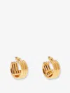 Fendi Women Gold Colored Earrings With Triple Circle And F Motif In Bronze Woman In Gold