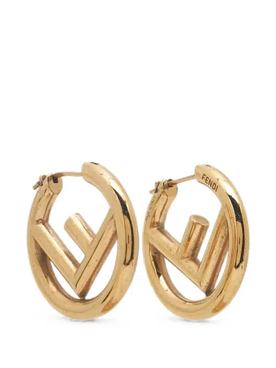 Pre-owned Fendi F Is  Hoop Earrings In Gold