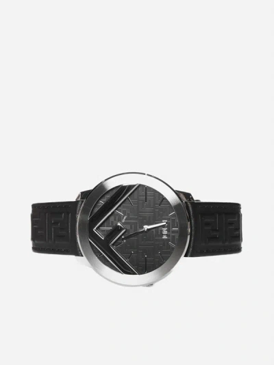 Fendi F Is  Leather Watch In Black