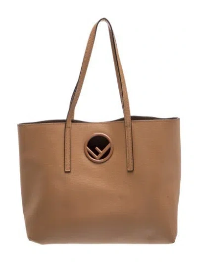 Pre-owned Fendi F Is  Logo Tote In Brown