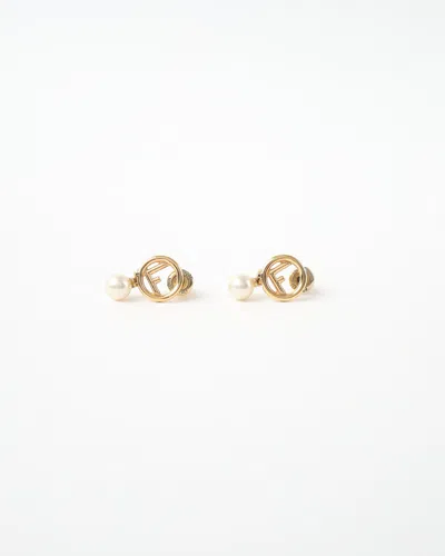 Fendi F Is  Pearl Drop Earrings
