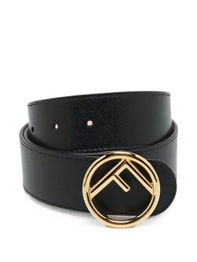 Pre-owned Fendi F Is  Reversible Belt In Black
