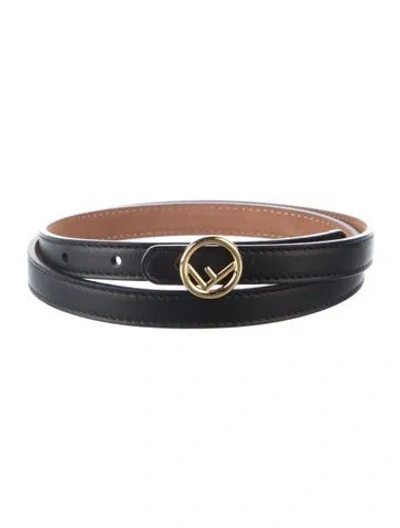 Pre-owned Fendi F Is  Skinny Waist Belt In Black