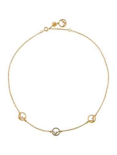 Pre-owned Fendi F Is  Station Necklace, 15.5" In Multi