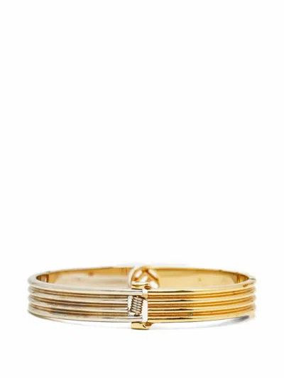 Pre-owned Fendi F Is  Two-tone Bangle Bracelet In Gold