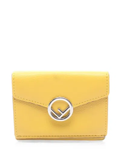 Pre-owned Fendi F Is Trifold Wallet In Yellow