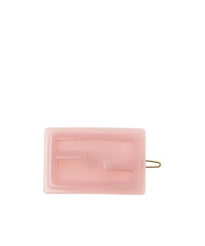 Fendi F Logo Hair Clip In Pink