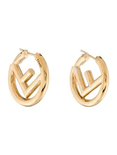 Pre-owned Fendi F Logo Hoop Earrings In Multi