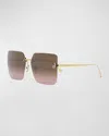 Fendi 59mm Gradient Square Sunglasses In Endura Gold