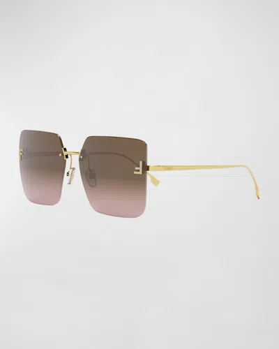 FENDI F MONOGRAM RIMLESS METAL BUTTERFLY SUNGLASSES