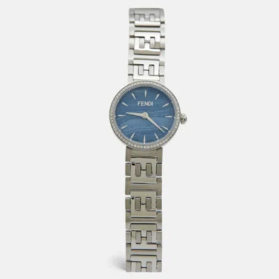 Pre-owned Fendi F103111101 Women's Wristwatch 19 Mm In Blue