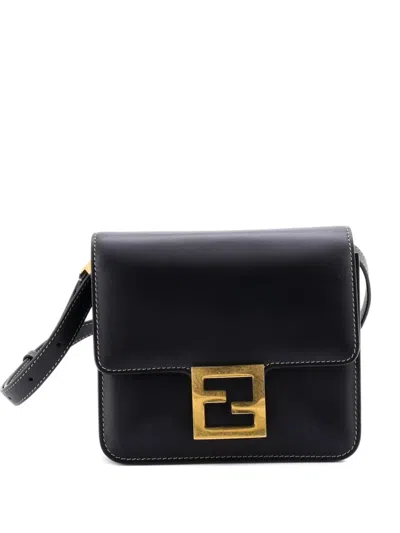 Pre-owned Fendi Fab Leather Shoulder Bag In Black