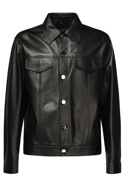 Fendi Fabiana Filippi Long Sleeved Leather Jacket In Black