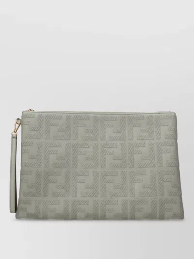 Fendi Fabric Clutch Bag In Gray