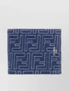 Fendi Fabric Embroidered Wallet Bifold Textured Finish