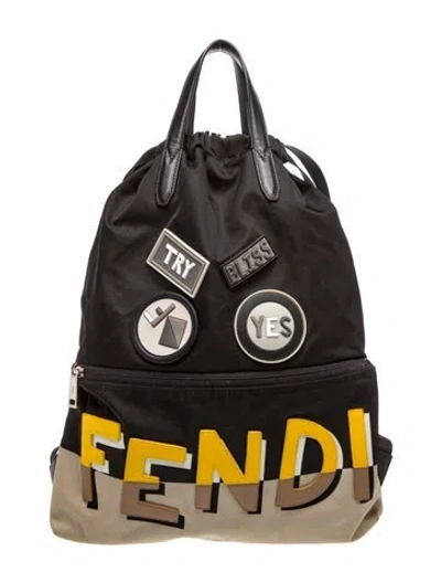 Pre-owned Fendi Faces Backpack In Black/neutrals