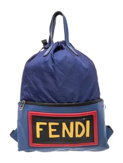 Pre-owned Fendi Faces Backpack In Blue