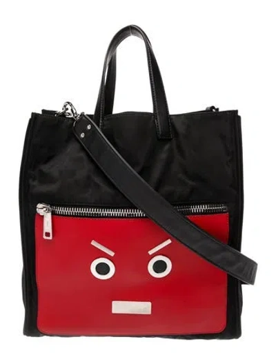 Pre-owned Fendi Faces Faces Nylon Tote In Black