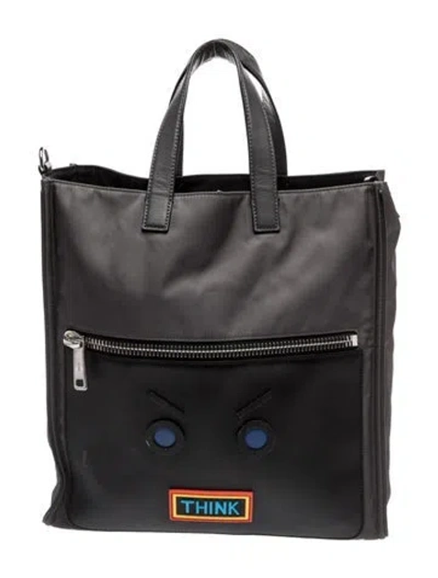 Pre-owned Fendi Faces Tote In Gray
