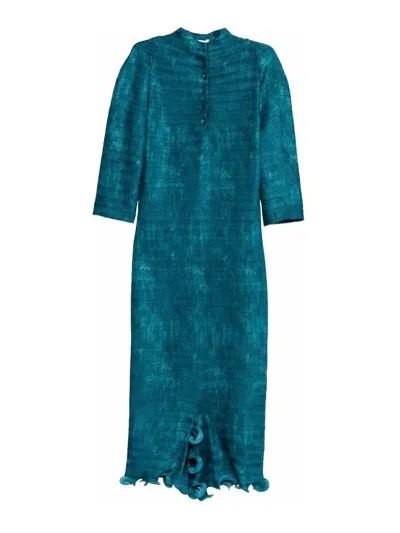 Fendi `faded Plisse` Dress In Blue
