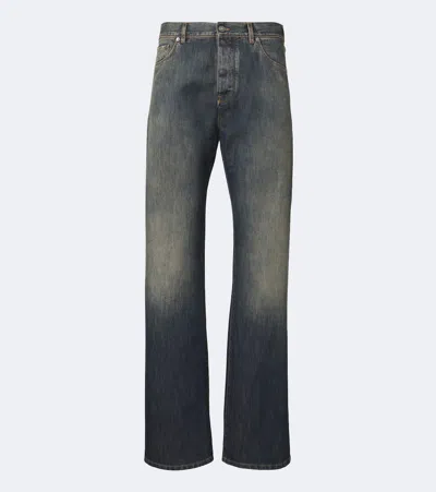 Fendi Faded Straight Jeans In Blue