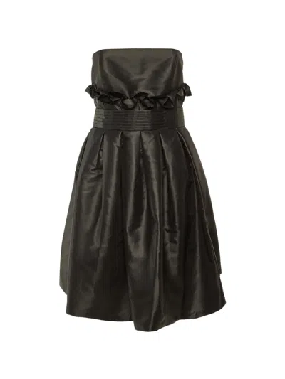 Pre-owned Fendi Faille Pleated Dress In Black