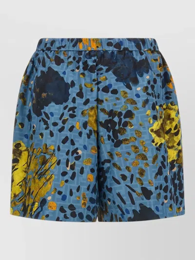 Fendi Falena Abstract Print Shorts Side Pockets