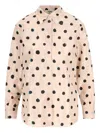 Fendi Silk Shirt Falena Dots Print Long Sleeves In Pink