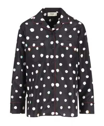 FENDI FENDI FALENA DOTS PRINTED LONG SLEEVED SHIRT