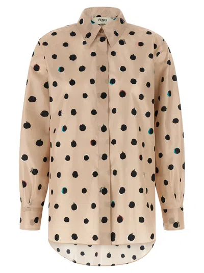 Fendi Camicia Falena Dots Ta In Brown