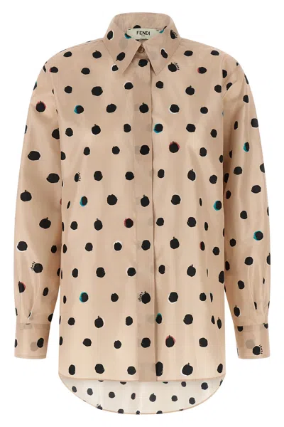 Fendi Camicia Falena Dots Ta In Brown