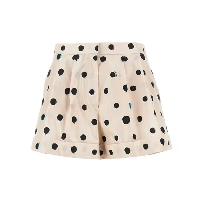 Fendi Falena Dots Silk Shorts In White