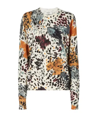Fendi Falena Motif Printed Crewneck Jumper In Multi