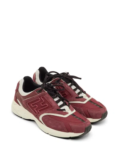 Pre-owned Fendi Faster Panelled Sneakers In Red